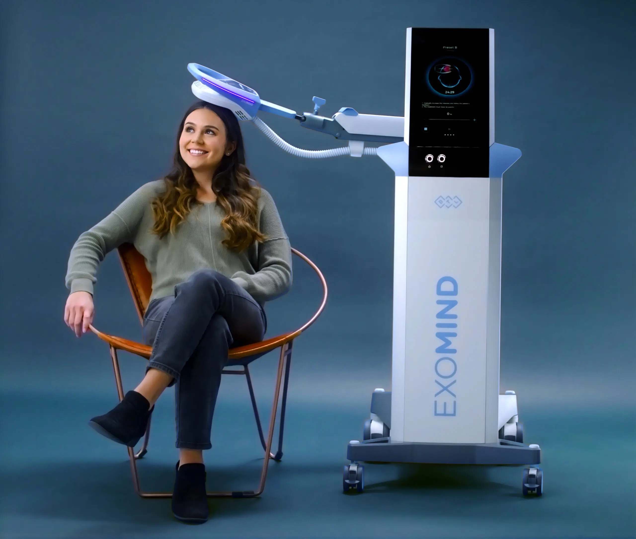 BTL EXOMIND rTMS equipment and treatment demonstration