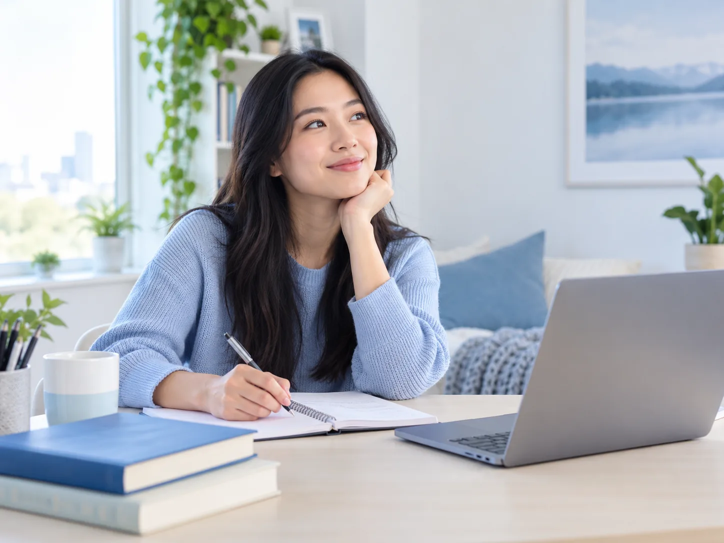 Student considering her learning strengths and academic goals